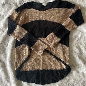 Charming Charlie sweater striped black and tan sweater top size small s